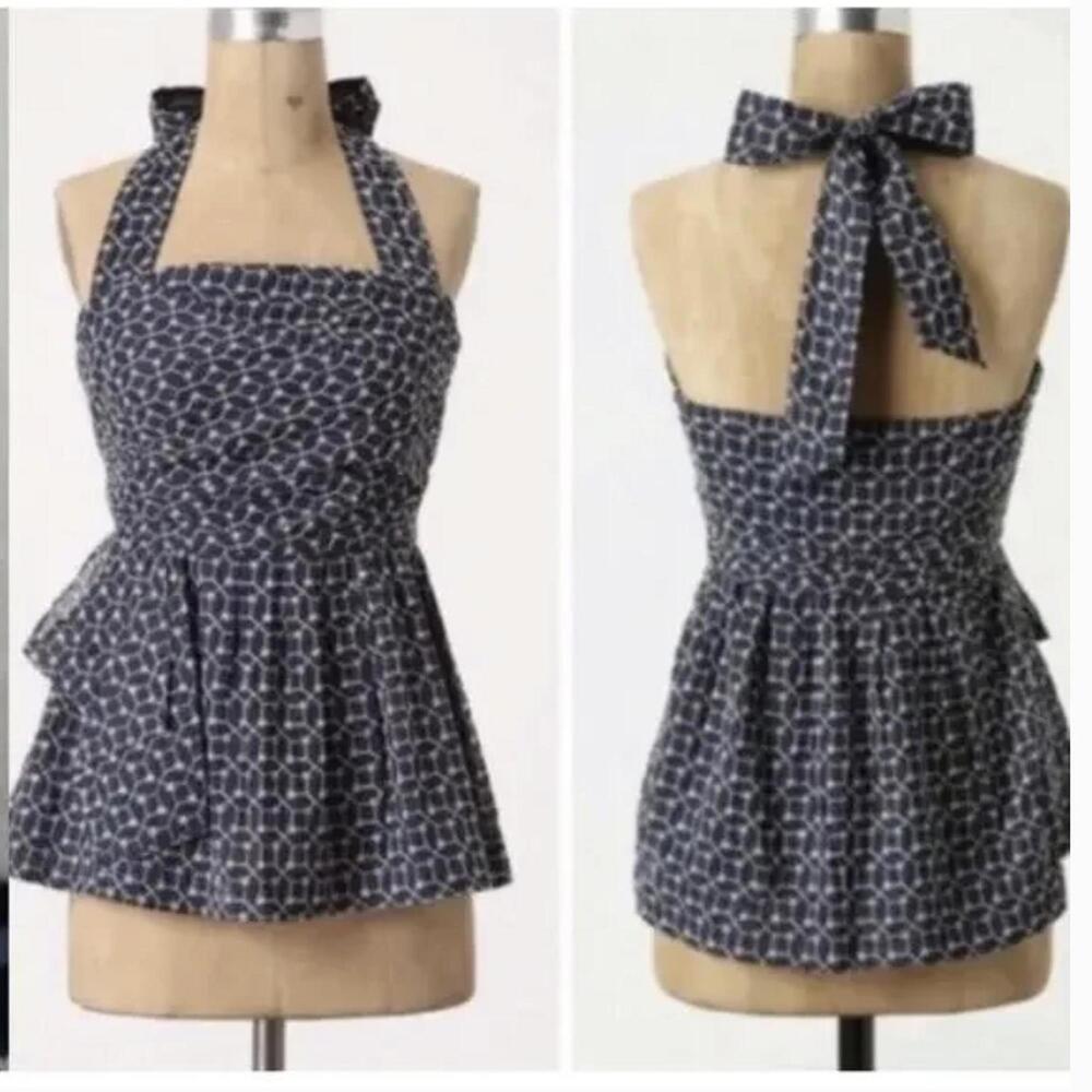 Anthropologie Maeve - Star Trails Halter Top Peplum Blue 6